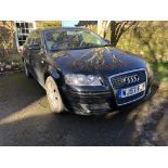 A 2008 Audi A3 Special Edition three door hatchback, registration number WJ57 FJY, black. Having