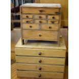 A pine table top chest of drawers, 29.5 cm wide, another, a till, tables and other furniture (qty)