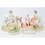 A pair of Victorian Staffordshire pottery groups, the dairy maid and the herdsman, a Staffordshire