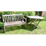 A garden bench, 122 cm wide, and a garden table (2)