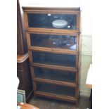 A Globe Wernicke oak five section glazed bookcase, 86 cm wide Report by GH Generally good. No