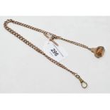 A 9ct gold Albert chain, with hardstone fob, approx. 43.1 g (all in)