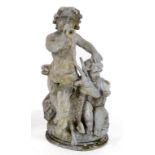 A lead group, of two putti and a goat, 80 cm high See illustration Report by GH Generally weathered.