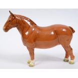 A Beswick Suffolk Punch, dark chestnut, 1359, back left leg glued, gloss See illustration