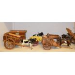 A Beswick Hackney Horse, brown, 1364, with later harness, other harness horses and carts (qty)