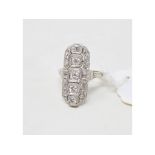 An Art Deco style panel ring, approx. ring size O Report by NG Approx. 4.3 g (all in)