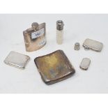 An Edwardian silver vesta case, Chester 1906, another silver vesta case, and other silver items,