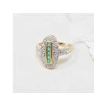 A 9ct gold, emerald and diamond ring, approx. ring size K Report by NG Modern