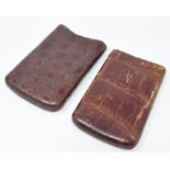 A leather faux crocodile skin cigar case, 16.5 cm