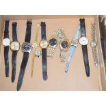 EXTRA LOT: A gentleman's Sekonda wristwatch, other wristwatches, lighters, badges and items (box)