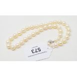 A cultured pearl single strand necklace