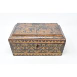 A Regency penwork work box, with chinoiserie style decoration, 24.5 cm wide report by RB Rubbed,