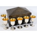 A set of six silver goblets, with gilt interiors, Tom McEwan, London 2000, approx. 61.4 ozt, in a