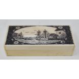 A bone box, decorated a port, 10 cm wide Report by RB Modern