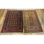 An Eastern prayer rug, 95 x 142 cm and another similar, 80 x 147 cm (2)
