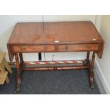 A 19th century mahogany sofa table, crossbanded in rosewood, having two real and two false