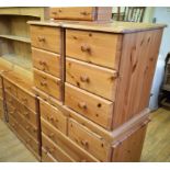 A pair of pine chests of drawers, 78 cm wide, and other pine bedroom furniture (9)