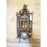 A wrought iron lantern, 22 cm wide