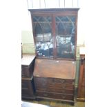 A mahogany bureau bookcase, 98 cm wide