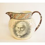 A Josiah Wedgwood cream ware jug, inscribed For Richard Briggs Boston to base, paint loss to handle,