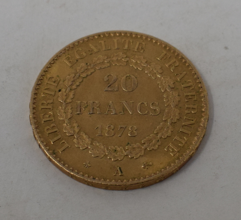 A French gold 20 francs, 1878