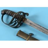 A Victorian sword, the blade with a VR cypher beneath a crown, and with a crest SINE MACULA above