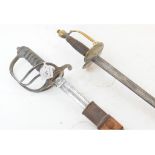 A 19th century troopers type sword, and a sword with a leather scabbard (2)