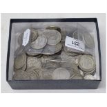 Assorted half crowns, florins and other coins Report by GH Total weight is approx. 1.3 kg. Approx.