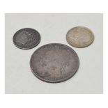 A George III half crown, 1823, and two sixpences, 1817 and 1821 (3)