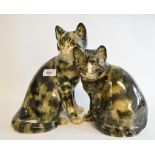 Two Winstanley pottery cats, the larger cat 27 cm high (2) Report by GH Smaller cat is cracked