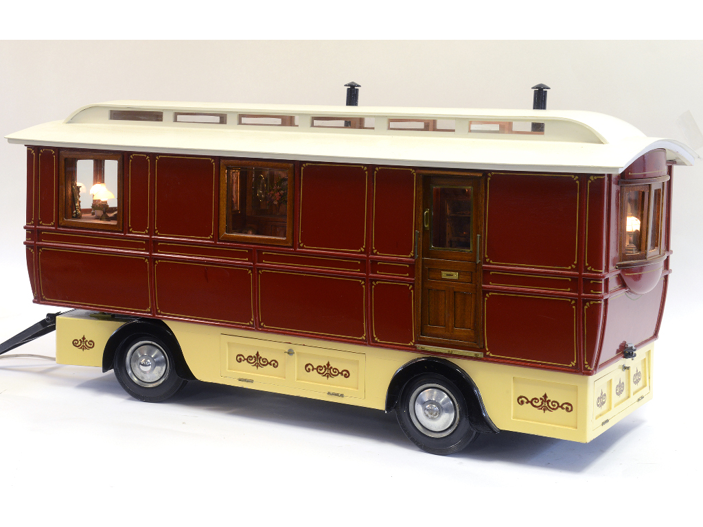 A scratch built showman's travelling caravan, with fitted interior, furnishings and painted - Image 3 of 3