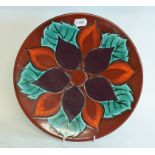 A Poole Pottery limited edition charger, Purple Blossom, by Alan White, 8/28, 32.5 cm wide, boxed