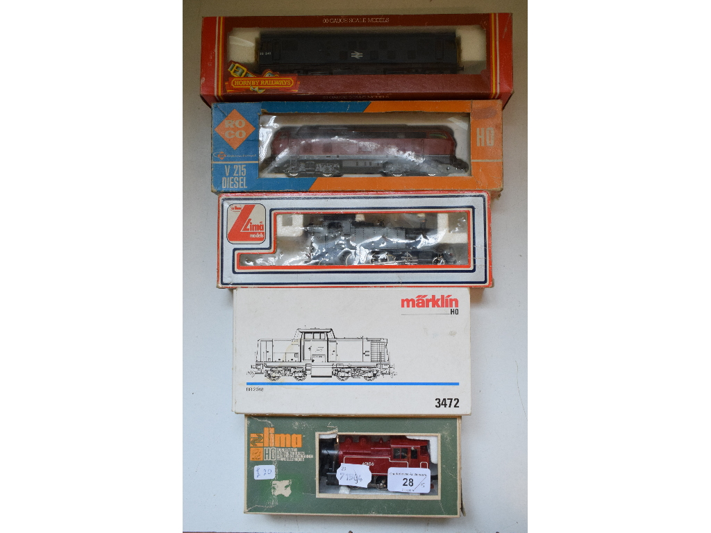 A Marklin oo gauge locomotive, 3472, and four other locomotives, all boxed (5)