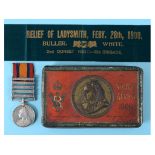 A Queen's South Africa Medal, awarded to 2768 Pte E Newport 2/Dorset Rgt, with Tugela Heights,