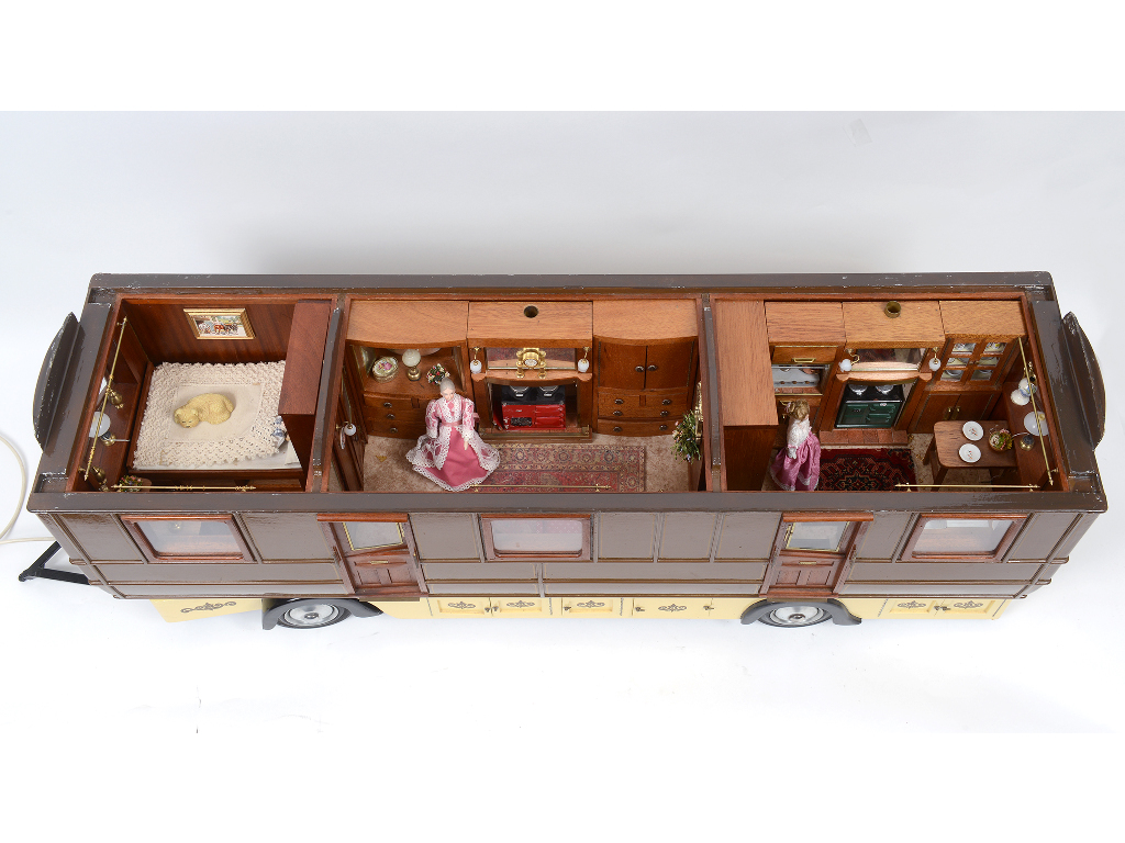 A scratch built showman's travelling caravan, with fitted interior, furnishings and painted - Image 2 of 2