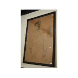 20th century, a three quarter length portrait of Field Marshall Montgomery, charcoal sketch,