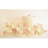 A Midwinter Stylecraft Red Domino pattern coffee service, a Ridgway Gaywood pattern coffee