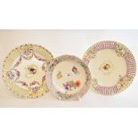 A Meissen porcelain plate, with painted and gilt decoration, chipped (second), 24.5 cm diameter,