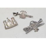 A silver sweetheart brooch, in the form of a sabre and a rifle, North Staffordshire Regiment,