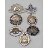 An enamel on brass sweetheart brooch, Australian Commonwealth Military Forces black, another, white,