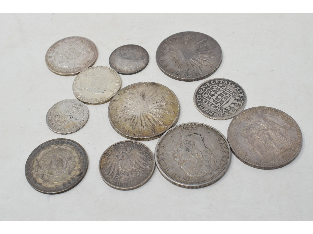 A French 5 Francs, 1873, and other assorted coins