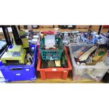 Assorted die-cast model vehicles, 00 gauge locomotives and other itmes (3 boxes)