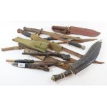 Assorted bayonets, a kukri, and other knives (box)