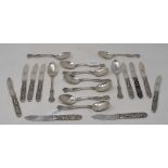 A set of ten late 19th century Gorham sterling silver teaspoons, initialled, and ten matching