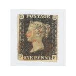 EXTRA LOT: A penny black stamp, with a red Maltese Cross, almost 4 margins
