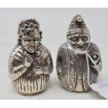A novelty silver cruet, in the form of Punch and Judy, Punch 5 cm high (2) Report by NG Modern