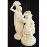 A Parian ware figure, of a grape carrier, 34.5 cm high, and another similar, both with some