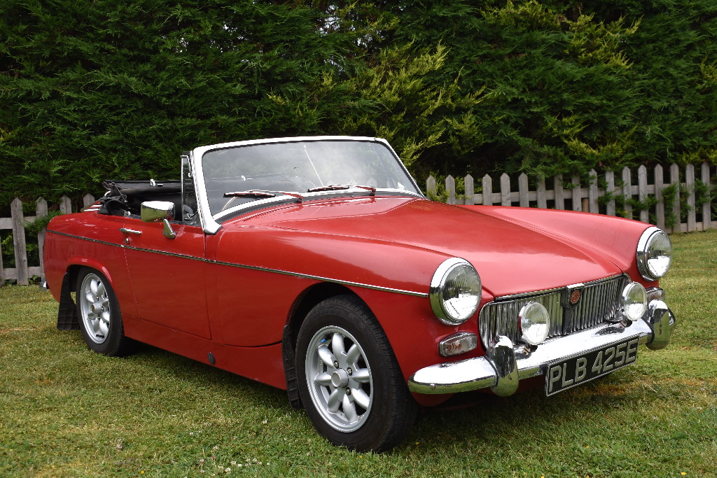 A 1967 MG Midget Mk III, registration number PLB 425E, red. The MG Midget is a no frills two seat - Image 2 of 6