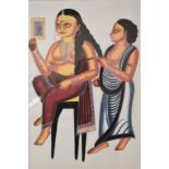 A set of seven Indian Kalight gouache paintings, of Indian figures, 44 x 29 cm (7) Report by GH