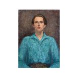 Rudolf Helmut Sauter (1895-1977), The Blue Shirt, oil on canvas, signed and dated 1924, labels